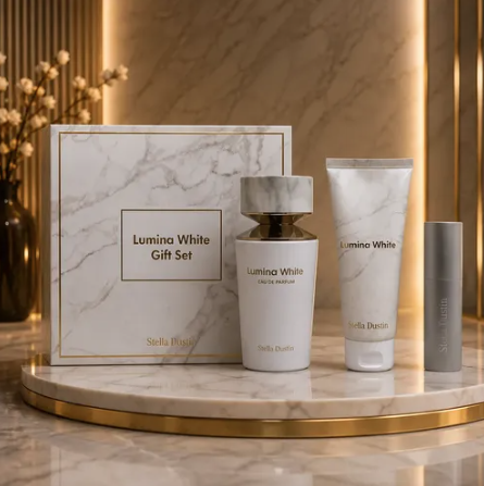 Kit Lumina White Stella Dustin - Perfume 100ml + Creme + Portátil