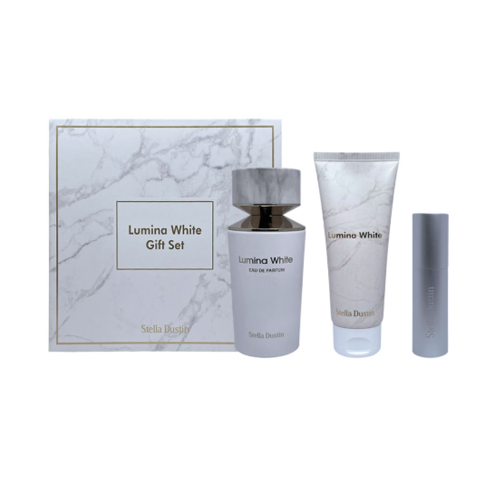 Kit Lumina White Stella Dustin - Perfume 100ml + Creme + Portátil